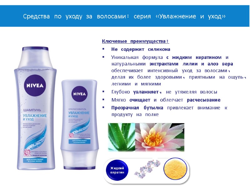 Ключевые преимущества: Не содержит силикона Уникальная формула с жидким кератином и натуральными экстрактами лилии